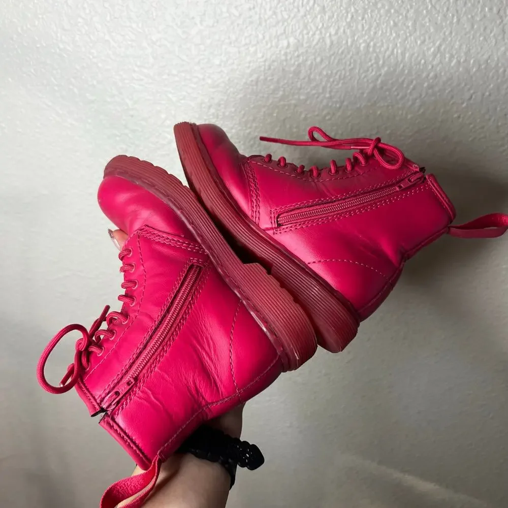 Dr. Martens 1460 Brooklee Toddler 10 Monochromatic red Leather Combat Boots